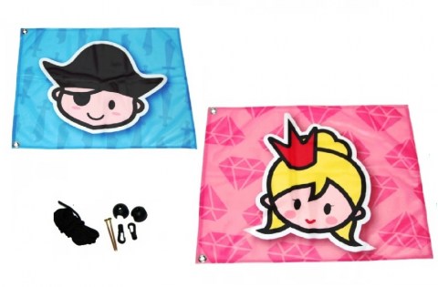 Kids Flag with hoisting system for attaching to play towers, climbing towers, stilt houses or other play areas